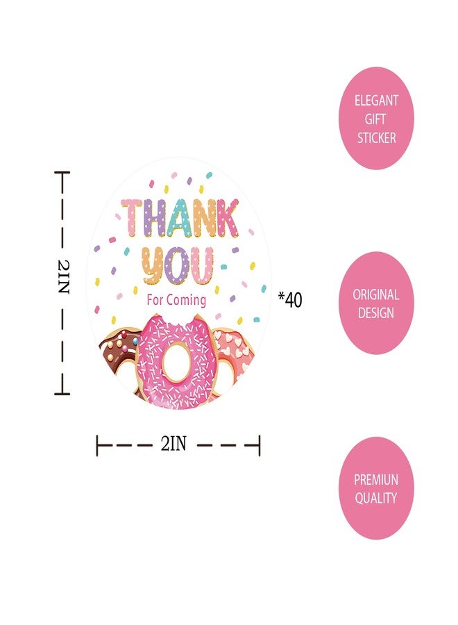 FORSHEEP 40pcs Donut Thank You Stickers, Donut Birthday Round Stickers, Thank You A Hole Bunch for Coming Gift Labels for Gender Reveal/Sweet Themed Party Favors - Image 2